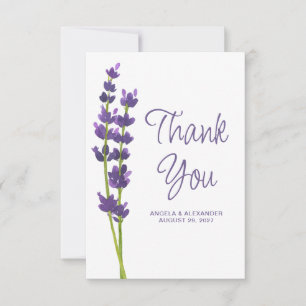 Lavender Floral Watercolor Wedding Thank You Card