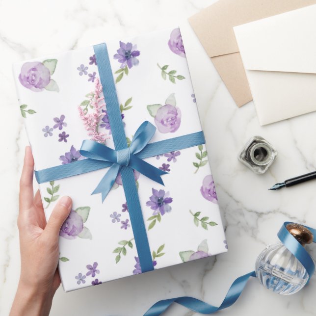 Lavender Floral Watercolor Wrapping Paper (Gifting)