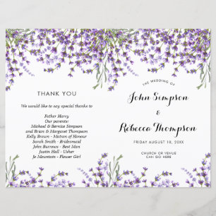 lavender floral wedding ceremony program