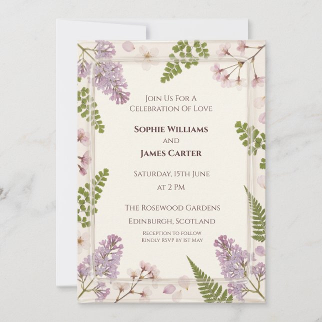 Lavender Floral Wedding Invitation (Front)
