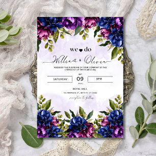Lavender Floral Wedding Invitation, Elegant Purple Invitation