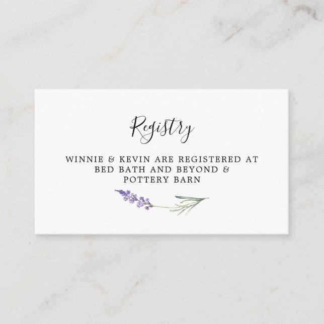 Lavender Floral Wedding Registry Card (Front)