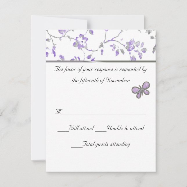 Lavender Floral Wedding Response Card (Front)