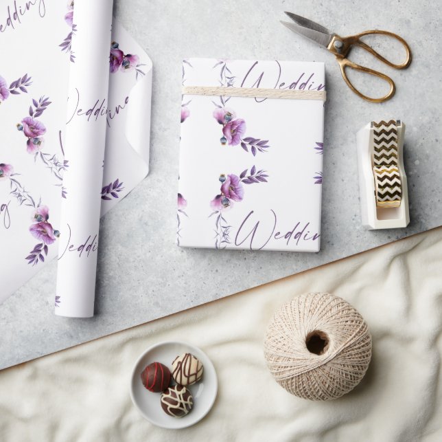 Lavender Floral Wedding  Wrapping Paper (Crafts)