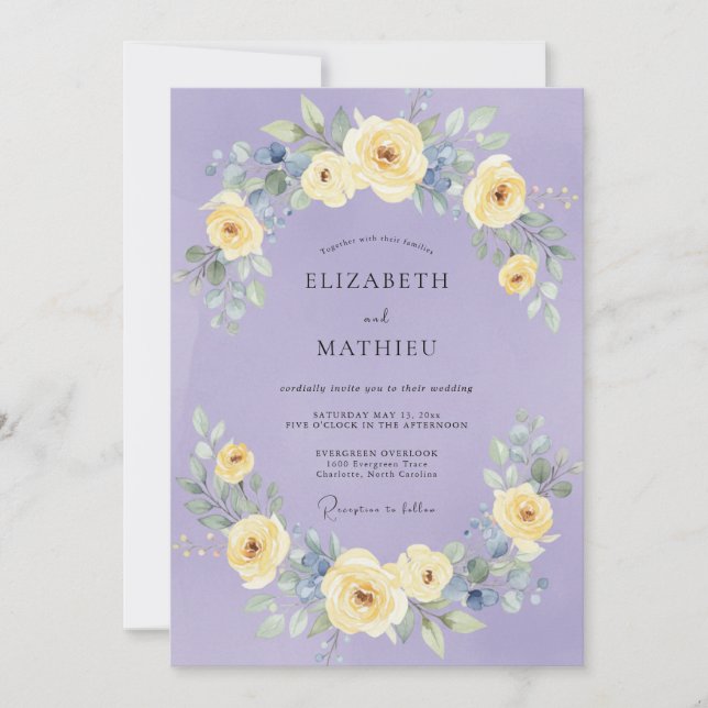 Lavender Floral Whimsical Wedding Invitation (Front)