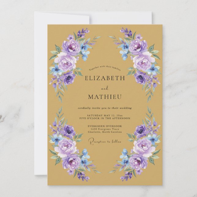 Lavender Floral Whimsy Wedding Invitation (Front)