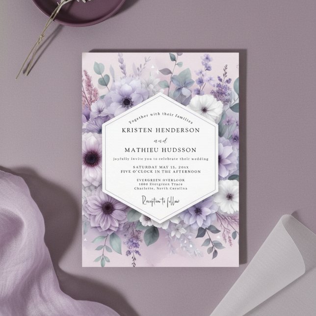 Lavender Floral Whimsy Wedding Invitation (Creator Uploaded)