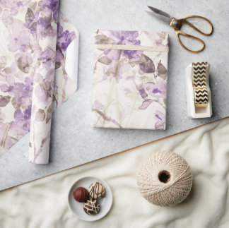 Lavender Floral Wrapping Paper | Elegant Purple Bo