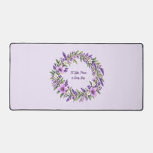 Lavender Floral Wreath Desk Mat