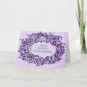 Lavender Floral Wreath for Loss of Grandmother Card