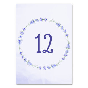 Lavender Floral Wreath Watercolor Table Number