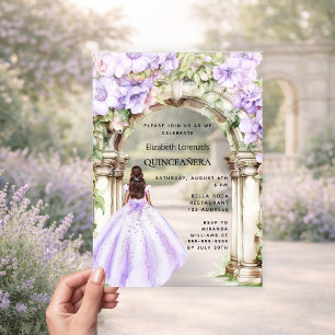 Lavender florals arch dress clear Quinceanera Acrylic Invitations