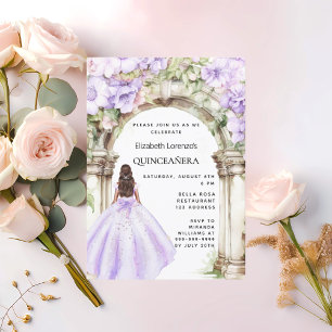 Lavender florals arch dress Quinceanera Invitation