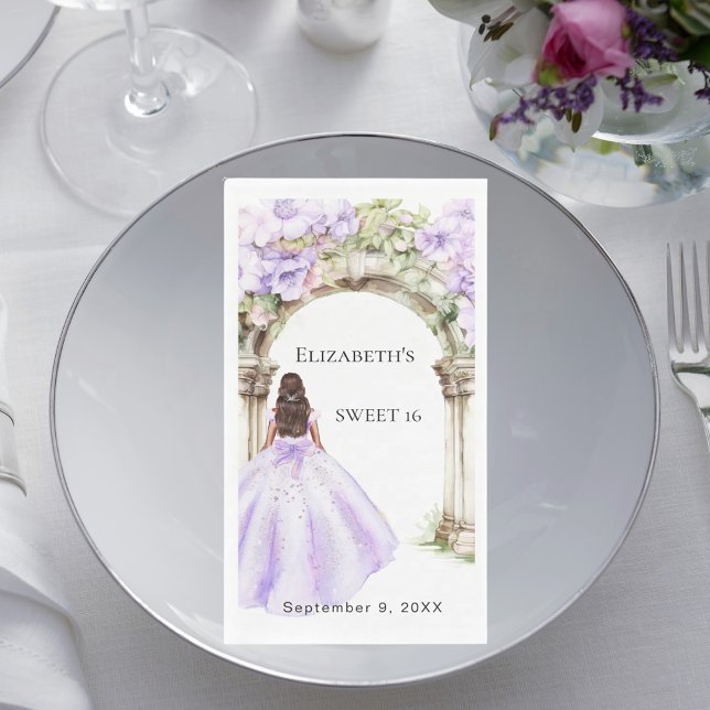 Lavender florals arch dress Sweet 16 Napkin (Creator Uploaded)