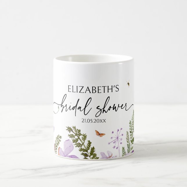 Lavender Florals Bridal Shower Party Gift Mug (Center)