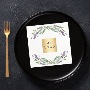 Lavender florals business logo napkin