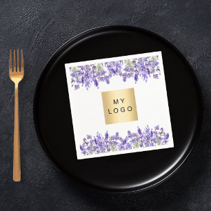 Lavender florals business logo napkin