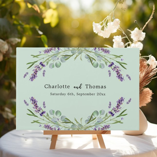 Lavender florals eucalyptus sage green wedding  guest book (Creator Uploaded)