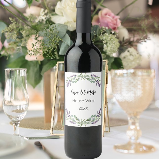 Lavender florals greenery house wine wine label (Creator Uploaded)