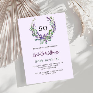 Lavender florals greenery lilac birthday invitation