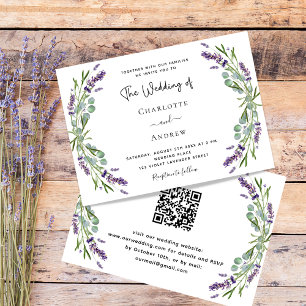 Lavender florals greenery QR code RSVP wedding Invitation