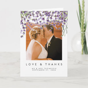 lavender florals love and thanks photo card
