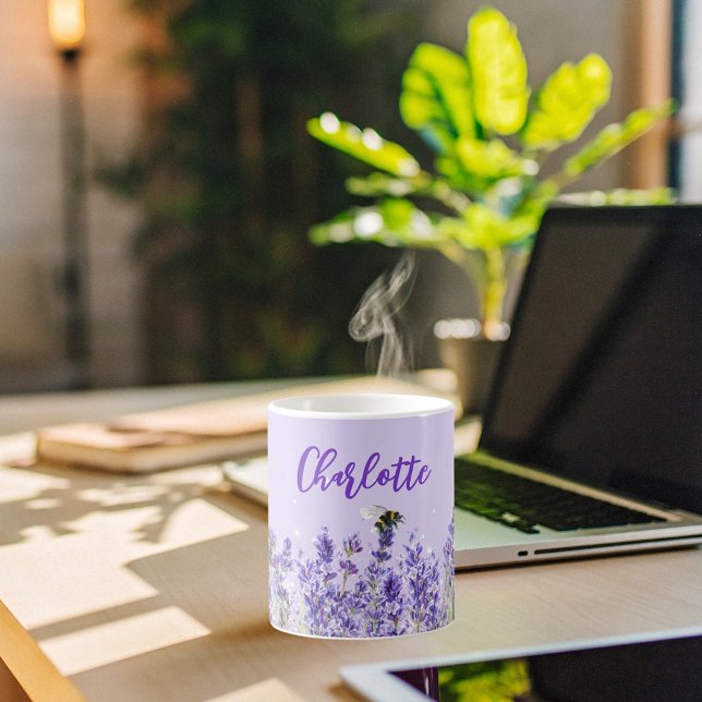 Lavender florals name script elegant coffee mug (Creator Uploaded)