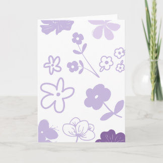 Lavender Florals on White Background  Card