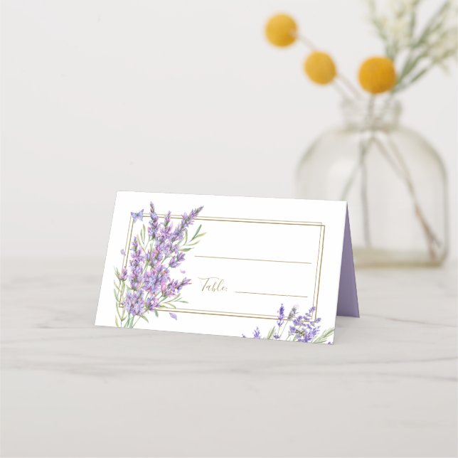 Lavender Florals Purple Wedding Place Card (Front)