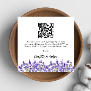 Lavender florals QR code wedding RSVP Enclosure Card