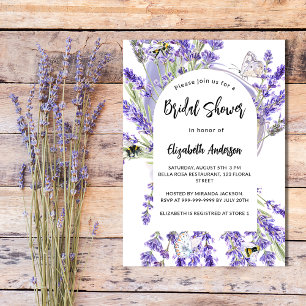 Lavender florals violet bridal shower invitation
