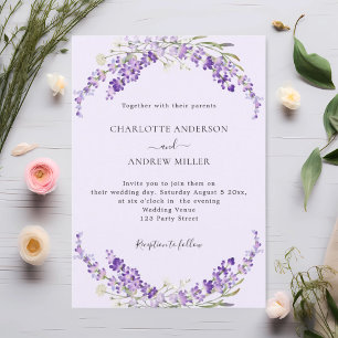 Lavender florals violet evening wedding  invitation
