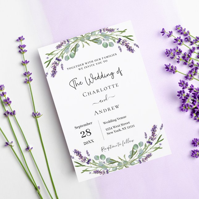 Lavender florals violet greenery luxury wedding  invitation (Creator Uploaded)