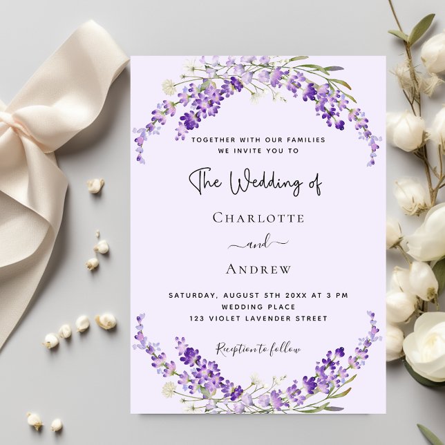 Lavender florals violet wedding  invitation (Creator Uploaded)