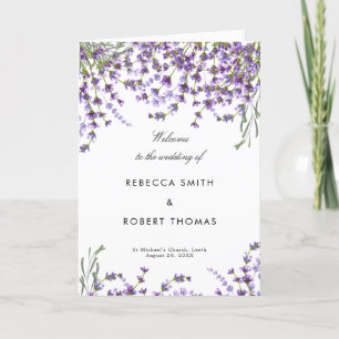 Lavender florals wedding ceremony order of service programme