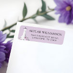 Lavender Florals White Wedding Dress Bridal Shower<br><div class="desc">Elegant, stylish, and trendy floral lavender garden bridal shower label. Design features our hand-painted chic, elegant, and modern sheer white wedding dress gown with a botanical garden of blooming lavender roses and florals. The floral dress is hanging on an ornate vintage-style dress hanger. Soft flower lace details and sparkling emblements...</div>