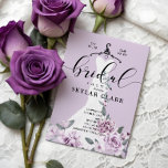 Lavender Florals White Wedding Dress Bridal Shower Invitation<br><div class="desc">Announce your bridal shower event with our elegant, stylish, and trendy floral lavender garden bridal shower invitation for the bride-to-be. The design features our hand-painted chic, elegant and modern sheer white wedding dress gown with a botanical garden of blooming lavender roses and florals. The floral dress is hanging on an...</div>