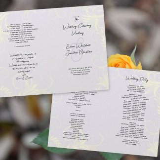 Lavender Flourish Folded Church Wedding Program