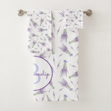 Lavender Flower Bundle Pattern Purple Bow Monogram