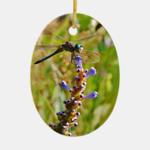 Lavender flower dragonfly ceramic tree decoration