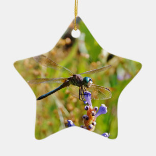 Lavender flower dragonfly ceramic tree decoration