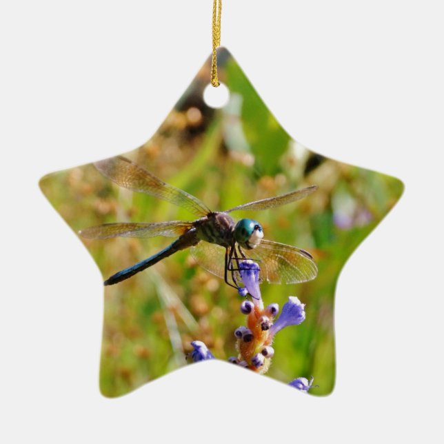 Lavender flower dragonfly ceramic tree decoration (Front)