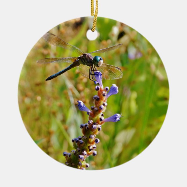 Lavender flower dragonfly ceramic tree decoration (Front)