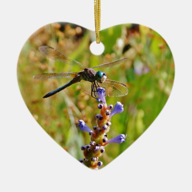 Lavender flower dragonfly ceramic tree decoration (Front)
