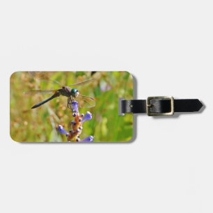 Lavender flower dragonfly luggage tag