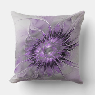 Lavender Flower Dream Modern Abstract Fractal Art Cushion