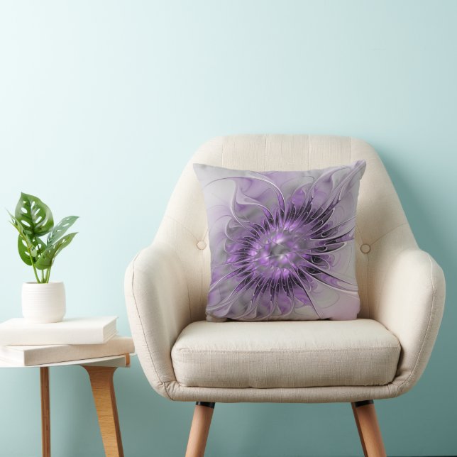Lavender Flower Dream Modern Abstract Fractal Art Cushion (Chair)