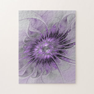 Lavender Flower Dream Modern Abstract Fractal Art Jigsaw Puzzle