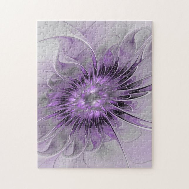 Lavender Flower Dream Modern Abstract Fractal Art Jigsaw Puzzle (Vertical)