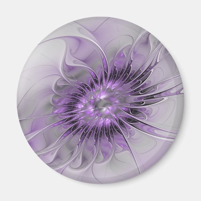 Lavender Flower Dream Modern Abstract Fractal Art Magnet (Front)